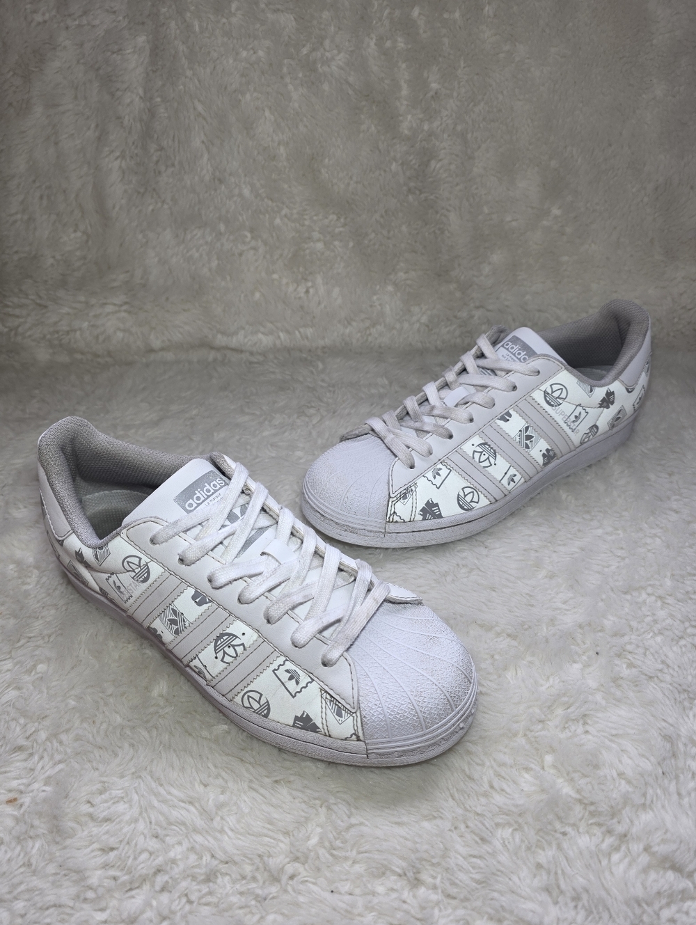 Adidas Originals Superstar Reflective Logo Print White Sneakers Mens 8 Womens 9